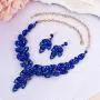 BriLove Womens Wedding Bridal Crystal Multi Teardrop-Shape Flower Hollow Enamel Statement Necklace Dangle Earrings Set BriLove Womens Wedding Bridal Crystal Multi Teardrop-Shape Flower Hollow Enamel Statement Necklace Dangle Earrings Set