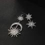ORAZIO 4 Pairs Cubic Zirconia Moon Sun Star Earrings Exaggerated Punk Moon Dangle Drop Earrings Boho Statement Sun Star Earrings Retro Jewelry for Women Egirls