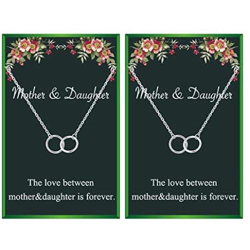 Your Always Charm Mother Daughter Necklace for 2 Interlocking Circles Necklace for Mother & Daughter Mothers Day Jewelry Gifts Birthday Gift