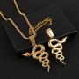 AsAlways Gold-plated Stainless Steel Gothic Jewelry Mens Stainless Steel Animal Snake Pendant Chain Necklace 22 + 2 Inch Chain