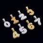 DIY Full CZ Bubble Letter Necklace Men Women Personalized Hip Hop Jewelry Platinum or 18K Gold Plated Customizable 1-6 Pcs Bling Initials Pendant,Tennis Chain or Spiga Chain 18-30 Inch, with Gift Box