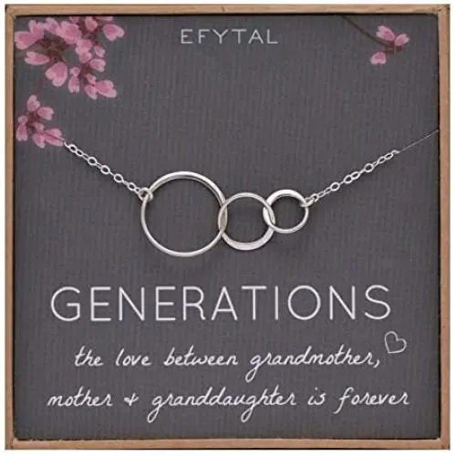 EFYTAL Generations Necklace for Grandma Gifts - Sterling Silver Mom Granddaughter Mothers Day Jewelry Birthday Gift EFYTAL Generations Necklace for Grandma Gifts - Sterling Silver Mom Granddaughter Mothers Day Jewelry Birthday Gift