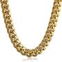 PY Bling Mens Miami Cuban Link Chain Choker 18k Solid Gold Plated Hip Hop Stainless Steel 10mm-14mm Thick Necklace/Bracelet