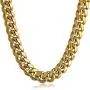 PY Bling Mens Miami Cuban Link Chain Choker 18k Solid Gold Plated Hip Hop Stainless Steel 10mm-14mm Thick Necklace/Bracelet