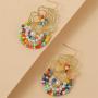 DAMLENG Unique Handmade Gold Flower Beaded Dangle Drop Earrings Bohemian Hollow Indian Jewelry for Women Girls