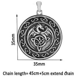 QIANJI Celtic Dragon Pendant Necklace Celtic Knot Wolf Stainless Steel Necklace Women Men Vintage Bag Package