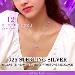 FaithHeart Birthstone Pendant Necklace, Sterling Silver Heart/Celtic Knot Month Stones Necklaces for Women, Birthday Charms Girls S925 Teens Jewelry