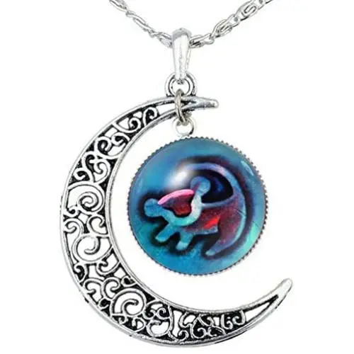 Joyplancraft Lion King Inspired Necklace Crescent with Rafiki Simba Drawing Glass Dome Necklace Friends Gift Joyplancraft Lion King Inspired Necklace Crescent with Rafiki Simba Drawing Glass Dome Necklace Friends Gift