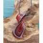 BESHEEK Handmade Murano Inspired Red Black Silver-Color Dichroic Glass Twist Pendant Necklace Handcrafted Artisan Blown Hypoallergenic Italian Style Jewelry for Her
