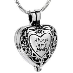 NEW Always in my Heart Locket Urn Necklace - Keepsake Jewelry for Cremation Ashes with chain
