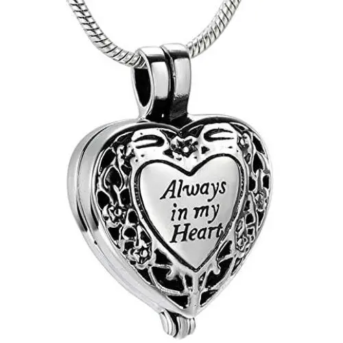 NEW Always in my Heart Locket Urn Necklace - Keepsake Jewelry for Cremation Ashes with chain