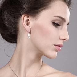 Gem Stone King Beautifully 7mm Cultured Freshwater Pearl 925 Sterling Silver Kitty Earrings