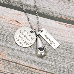 Gredstar Teardrop Urn Necklace with Tag Memorial Ash Jewelry Keepsake Jewelry Locket Pendant Cremation Jewelry for Ashes