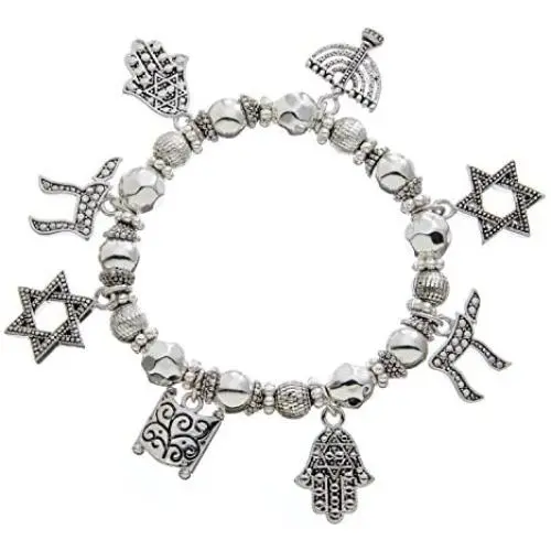 PammyJ Jewish Jewelry Hebrew Charm Stretch Bracelet PammyJ Jewish Jewelry Hebrew Charm Stretch Bracelet