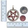 Celtic Pagan Wiccan Jewelry Tetragrammaton Inverted Pentagram Star Pentacle Red Mens Pendant Necklace Protection Amulet Money Wealth Lucky Charm Safe Travel Wicca Magic Talisman w Silver Ball Chain