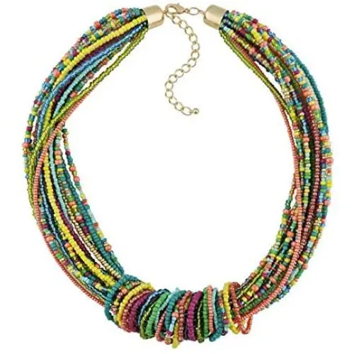 Bocar Chunky Statement Colorful Seed Beads Women Choker Collar Necklace (NK-10314) Bocar Chunky Statement Colorful Seed Beads Women Choker Collar Necklace (NK-10314)