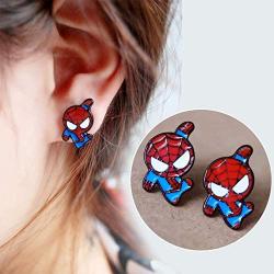 Lovely Cartoon Spider Man with Charm Section Web Stud Earring Necklace Cool Enamel Jewelry for Women Girls