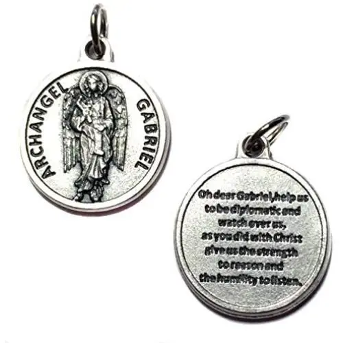 Archangel Gabriel Protect Protection Medal Pendant Charm with Prayer Made in Italy Silver Tone Catholic 3/4'' Archangel Gabriel Protect Protection Medal Pendant Charm with Prayer Made in Italy Silver Tone Catholic 3/4''