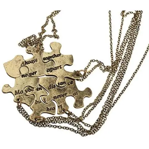 Lux Accessories Burnish Gold Always Together Puzzle Best Friends BFF Necklace Lux Accessories Burnish Gold Always Together Puzzle Best Friends BFF Necklace