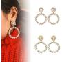 SERAKI Fashion Women Crystal Large Hoop Circle Lady Luxury Drop Dangle Earrings Jewelry (Crystal - Gold)