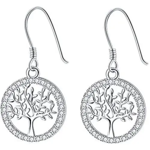 APHILUC Tree of Life Dangle Drop Earrings For Women S925 Sterling Silver Family Tree with Cubic Zirconia Earrings Jewelry Gift APHILUC Tree of Life Dangle Drop Earrings For Women S925 Sterling Silver Family Tree with Cubic Zirconia Earrings Jewelry Gift