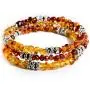 Baltic Amber Bracelet for Women or Girls, Handmade Multi-Layered and Clean Polished Beaded Jewelry- Wire Snake , up to 7.5” wrist size