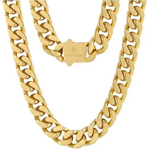KRKC&CO 12mm/14mm Mens Cuban Link Chains, 18k Gold Miami Cuban Link Curb Chain, Hip Hop Jewelry, Solid No Tarnish Necklace, Durable Street-wear Hip Hop Chains for Men, 18 20 22 24 26inches KRKC&CO 12mm/14mm Mens Cuban Link Chains, 18k Gold Miami Cuban Link Curb Chain, Hip Hop Jewelry, Solid No Tarnish Necklace, Durable Street-wear Hip Hop Chains for Men, 18 20 22 24 26inches