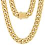 KRKC&CO 12mm/14mm Mens Cuban Link Chains, 18k Gold Miami Cuban Link Curb Chain, Hip Hop Jewelry, Solid No Tarnish Necklace, Durable Street-wear Hip Hop Chains for Men, 18 20 22 24 26inches
