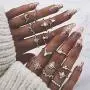BERYUAN Women Rings Set Knuckle Rings Gold Stacking Rings for Girls and Teens Rings Cute Jewelry Rings Size(5,5.5,6,6.5,7,7.5,8)(16Pcs)