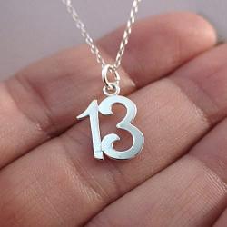 FashionJunkie4Life Sterling Silver Number 13 Charm Necklace, Thirteen 13th Birthday Anniversary Sports Team Milestone