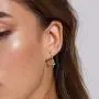 Dangle Hoop Earrings for Women Girls 14K Gold Plated Cubic Zirconia Huggies Earrings for Her