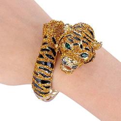 EVER FAITH Austrian Crystal Enamel Gorgeous Tiger Animal Bangle Bracelet Clear