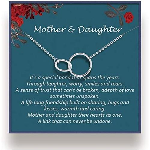 XYM Mother Daughter Necklace - Sterling Silver Two Interlocking Infinity Double Circles