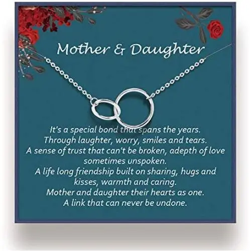 XYM Mother Daughter Necklace - Sterling Silver Two Interlocking Infinity Double Circles XYM Mother Daughter Necklace - Sterling Silver Two Interlocking Infinity Double Circles