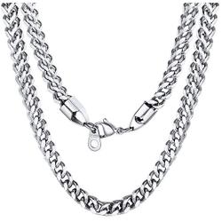 U7 Necklce for Men Women Fashion Jewelry, Width 3mm 4mm 6mm, Length 14/18/20/22/24/26/28/30 Inch, Solid Stainless Steel 4D Franco Curb Link Chain with Gift Box