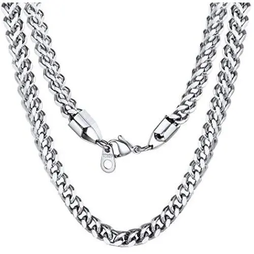 U7 Necklce for Men Women Fashion Jewelry, Width 3mm 4mm 6mm, Length 14/18/20/22/24/26/28/30 Inch, Solid Stainless Steel 4D Franco Curb Link Chain with Gift Box U7 Necklce for Men Women Fashion Jewelry, Width 3mm 4mm 6mm, Length 14/18/20/22/24/26/28/30 Inch, Solid Stainless Steel 4D Franco Curb Link Chain with Gift Box