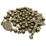Nazareth Store Metal Beads Combat Rosary Necklace St Therese Virgin Of The Smile Medal with Crucifix Vintage Design - Velvet Bag