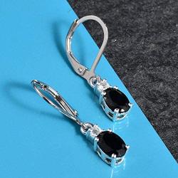 Shop LC Delivering Joy Black Tourmaline Costume Lever Back Earrings 925 Sterling Silver Fashion Prom Jewelry for Women Mothers Day Gifts