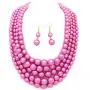 Womens Simulated Faux Pearl Five Multi-Strand Statement Necklace and Earrings Set Womens Simulated Faux Pearl Five Multi-Strand Statement Necklace and Earrings Set