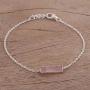 NOVICA Rose Quartz .925 Sterling Silver Pendant Bracelet,7.25'', Elegant Prism