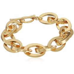 Steve Madden Womens Oval Link Yellow Gold-Tone Bracelet
