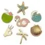 CAROMAY 7 PC Enamel Lapel Pins Set Summer Beach Cartoon Starfish Badge Corsage Collar Brooch Cute Shell Coconut Palm Wave