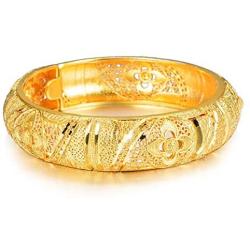 Montip Lynn 24K Gold Plated Women Bracelet Bangle leaf Vintage Dubai Bridal set of 1