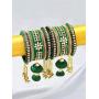 Aheli Wedding Party Designer Velvet Faux Stone Studded Bridal Bangle Set Chuda with Hangings Indian Traditional Ethnic Fashion Jewelry for Women