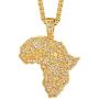 PROSTEEL Stainless Steel Africa Map Necklace for Men Women, 18K Gold/Rose Gold/Black Plated, Customize Available, 22''-24'' Adjustable, Come Gift Box
