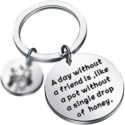 BAUNA The Pooh Bear Keychain A Day Without A Friend is Like A Pot Without A Single Drop of Honey Pooh Bear Jewelry for Best Friends
