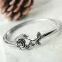 Merdia Polished Cuff Bracelet for Women Titanium Steel Rose Flower Bracelet 22.4G Merdia Polished Cuff Bracelet for Women Titanium Steel Rose Flower Bracelet 22.4G