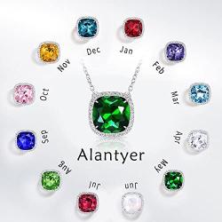 Alantyer Birthstone Necklace Square Pendant Anniversary Jewelry Gifts for Women and Girls Crystal Comes from Swarovski