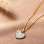 KissYan Micro-Pave Cubic Zirconia Heart Pendant Necklace, 14K Gold Plated Dainty Simulated Diamond Pendant Necklace Fashion Jewelry Gift for Women Girls