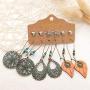 Shuning 36 Pairs Vintage Boho Earrings for Women Girls Fashion Hollow Moon Leaf Turquoise Drop Dangle Earrings Bohemian Statement Stud Earrings Jewelry for Valentine/Birthday Party Gift